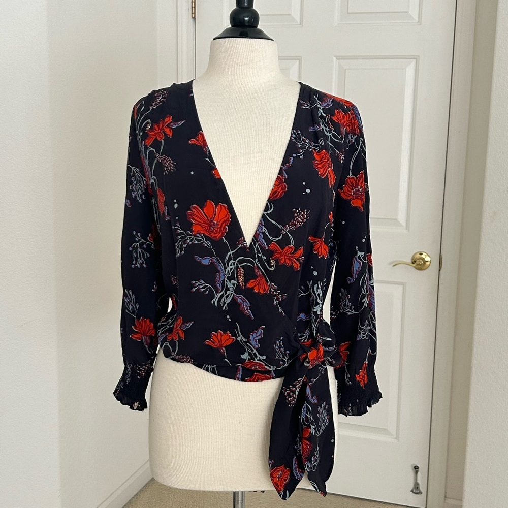 Madewell 100% silk wrap blouse